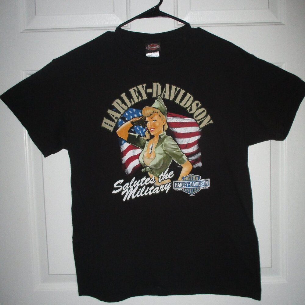 Harley Davidson Motorcycles Licensed Black Tee Shirt Top Women Ladies M / L